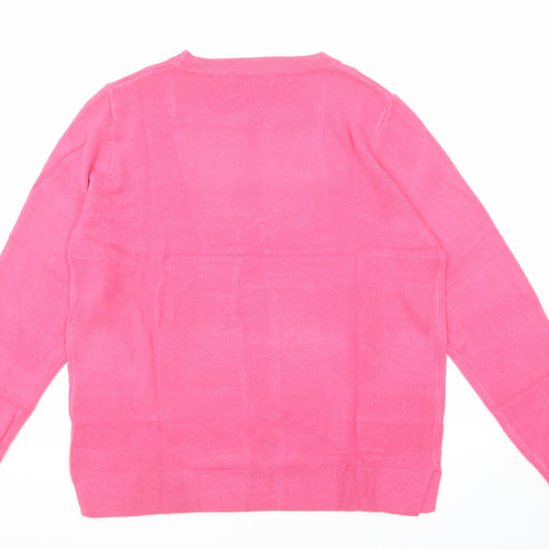 Marks and Spencer Womens Pink Round Neck Acrylic Pullover Jumper Size 16