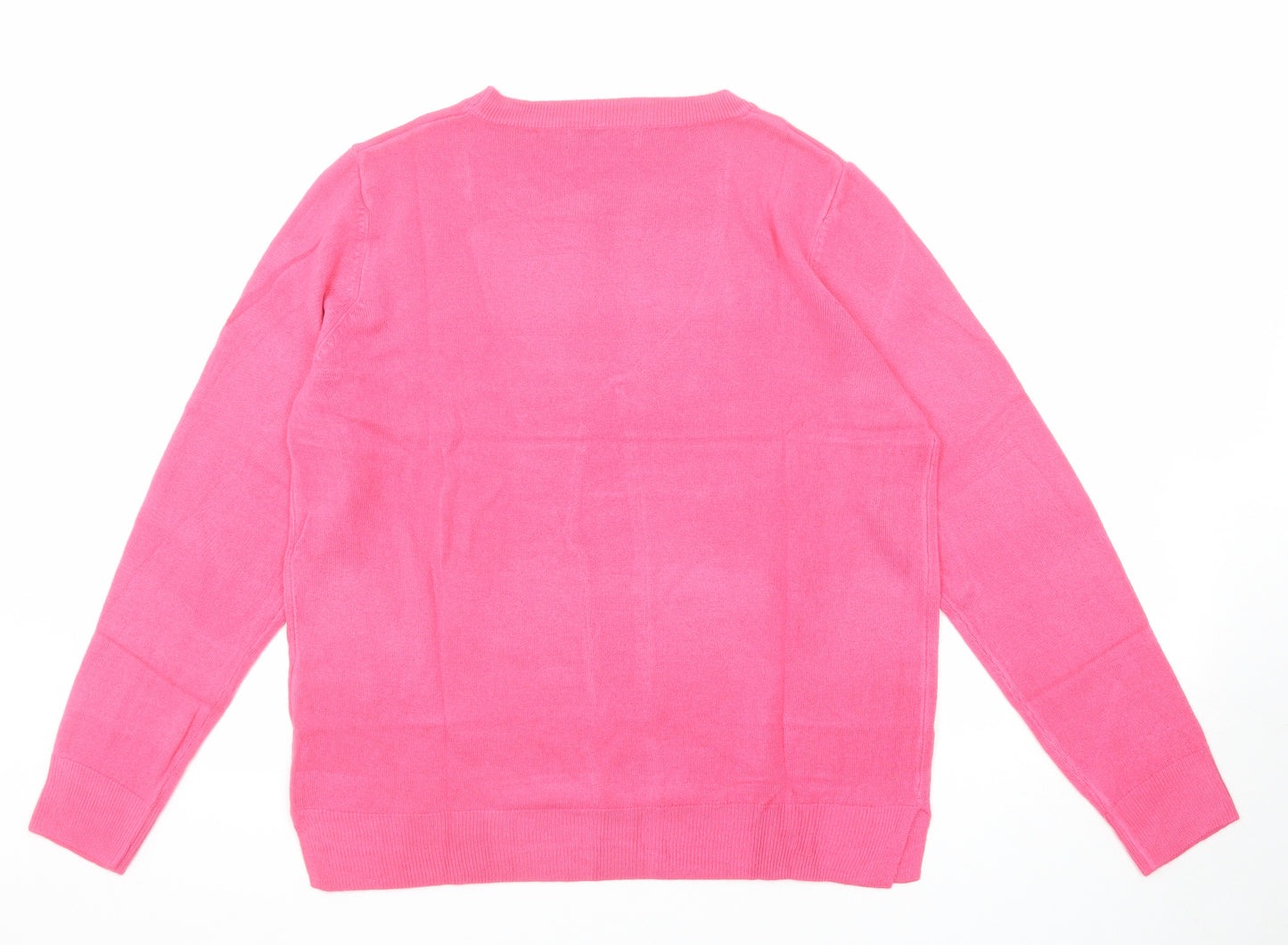 Marks and Spencer Womens Pink Round Neck Acrylic Pullover Jumper Size 16