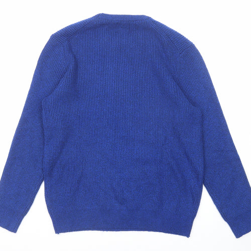 Marks and Spencer Mens Blue Round Neck Polyamide Pullover Jumper Size M Long Sleeve