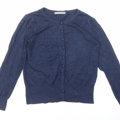Marks and Spencer Womens Blue Round Neck Viscose Cardigan Jumper Size 8