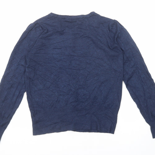 Marks and Spencer Womens Blue Round Neck Viscose Cardigan Jumper Size 8