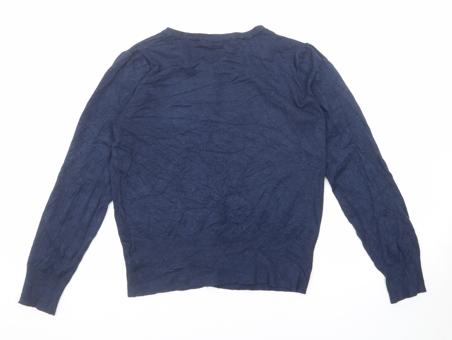 Marks and Spencer Womens Blue Round Neck Viscose Cardigan Jumper Size 8