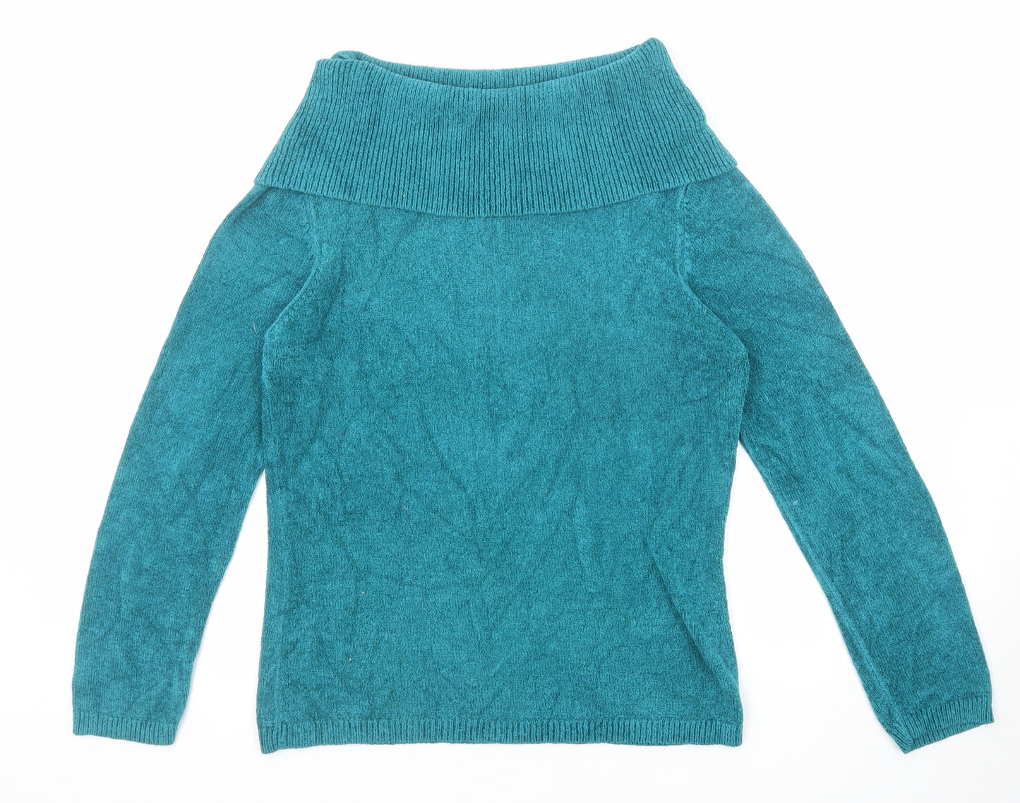 Marks and Spencer Womens Blue Roll Neck Viscose Pullover Jumper Size 12