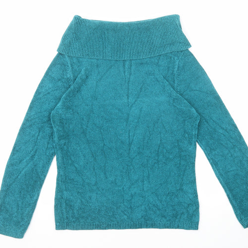 Marks and Spencer Womens Blue Roll Neck Viscose Pullover Jumper Size 12