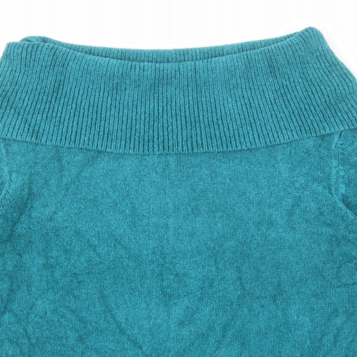 Marks and Spencer Womens Blue Roll Neck Viscose Pullover Jumper Size 12