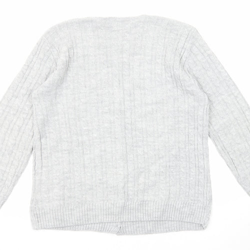 Pure & Natural Womens Grey V-Neck Acrylic Cardigan Jumper Size M - Size M-L