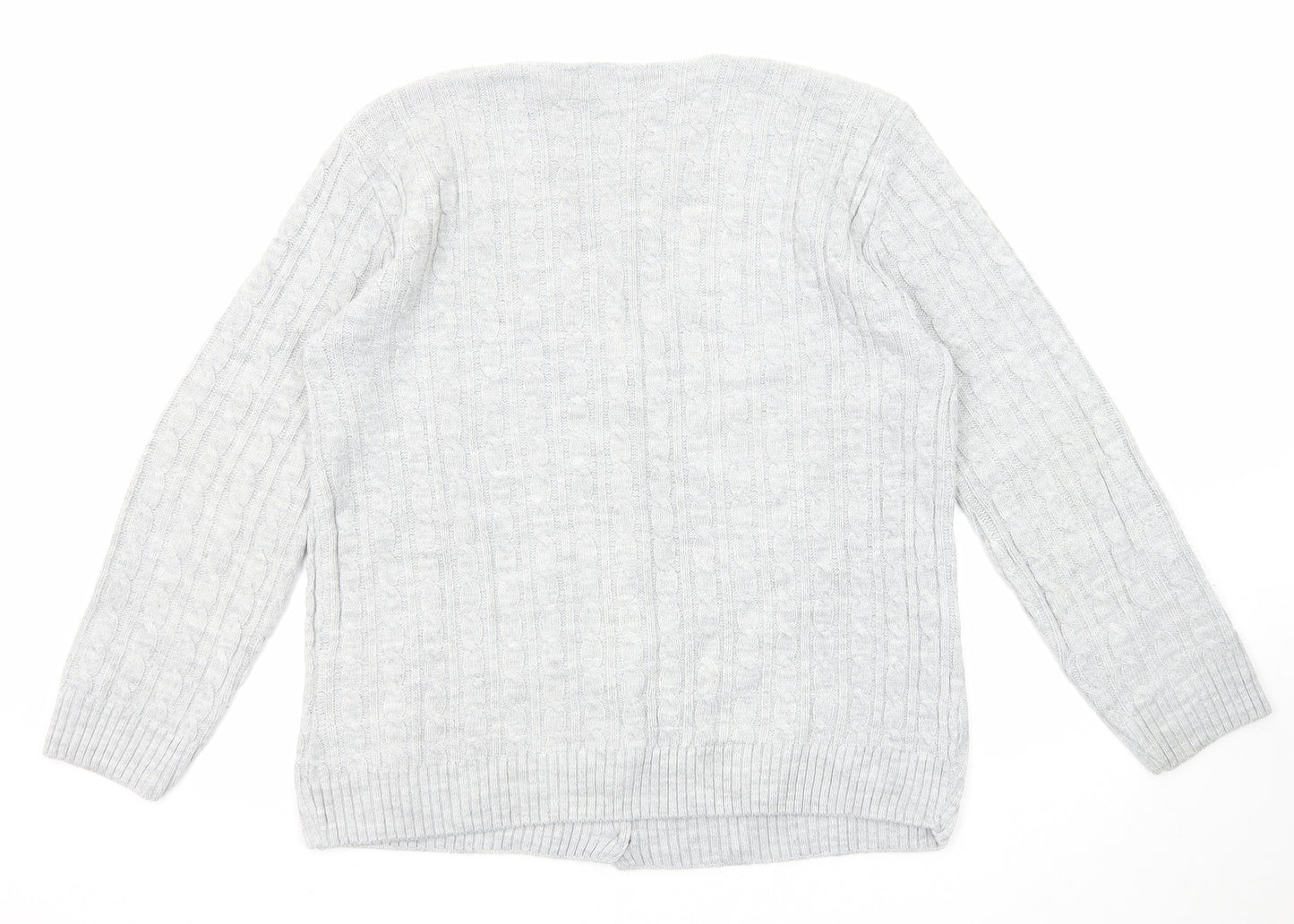 Pure & Natural Womens Grey V-Neck Acrylic Cardigan Jumper Size M - Size M-L