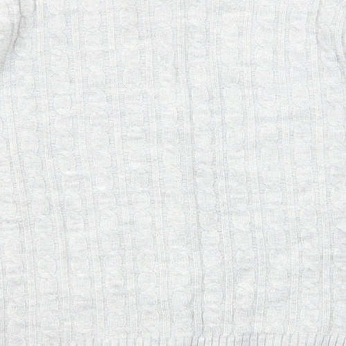 Pure & Natural Womens Grey V-Neck Acrylic Cardigan Jumper Size M - Size M-L