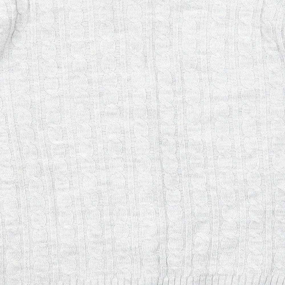 Pure & Natural Womens Grey V-Neck Acrylic Cardigan Jumper Size M - Size M-L