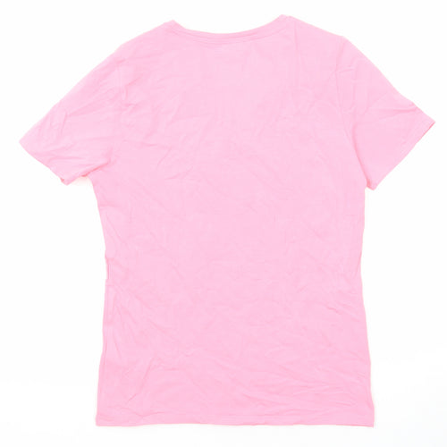 Marks and Spencer Womens Pink Cotton Basic T-Shirt Size 12 V-Neck