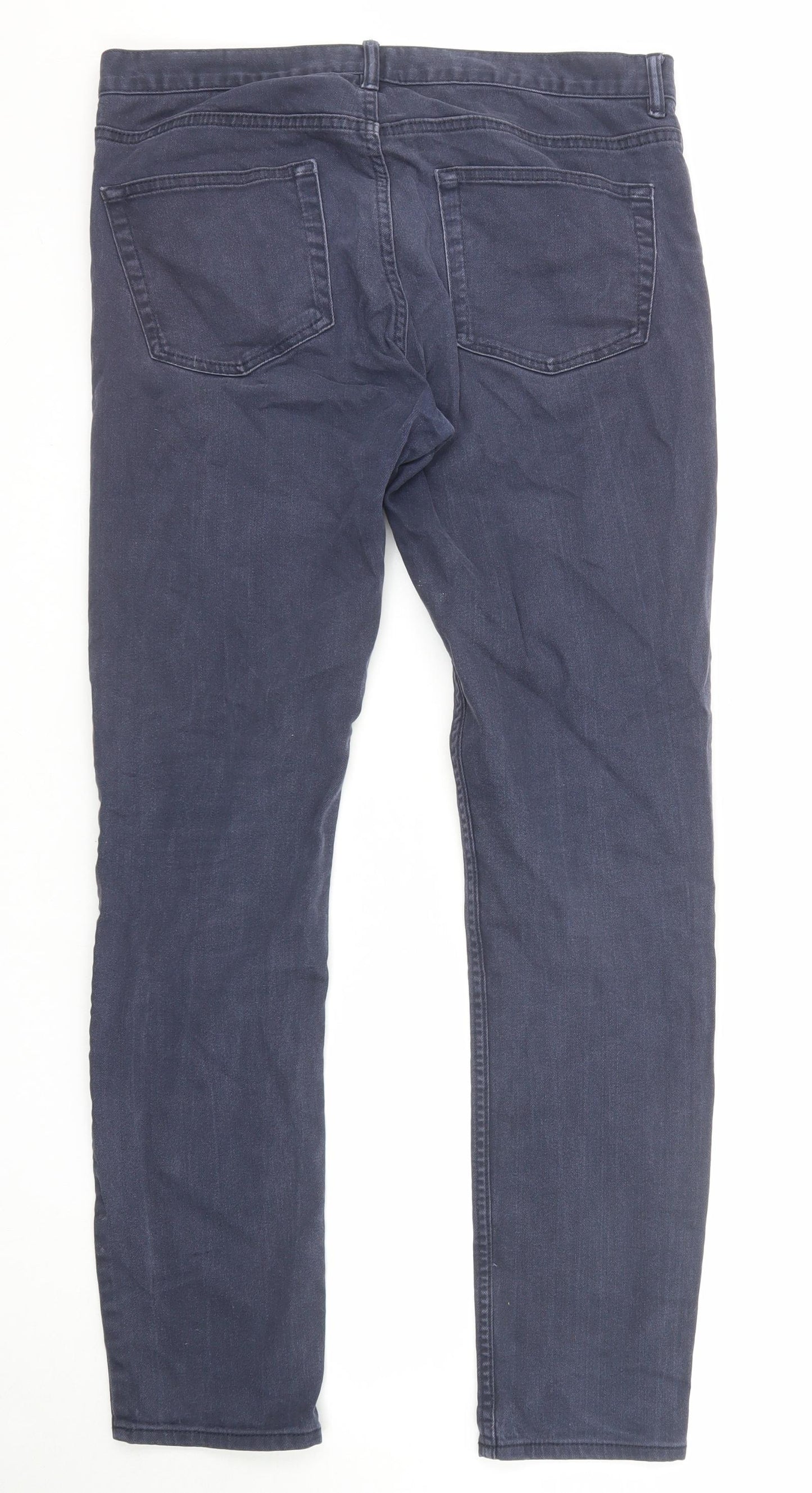 H&M Mens Blue Cotton Skinny Jeans Size 32 in Regular Zip