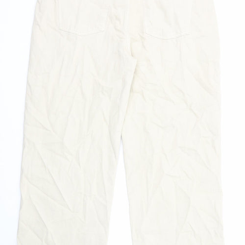 Marks and Spencer Womens Beige Cotton Wide-Leg Jeans Size 20 Regular Zip - Short Leg