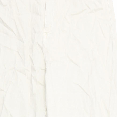 Marks and Spencer Womens Beige Cotton Wide-Leg Jeans Size 20 Regular Zip - Short Leg