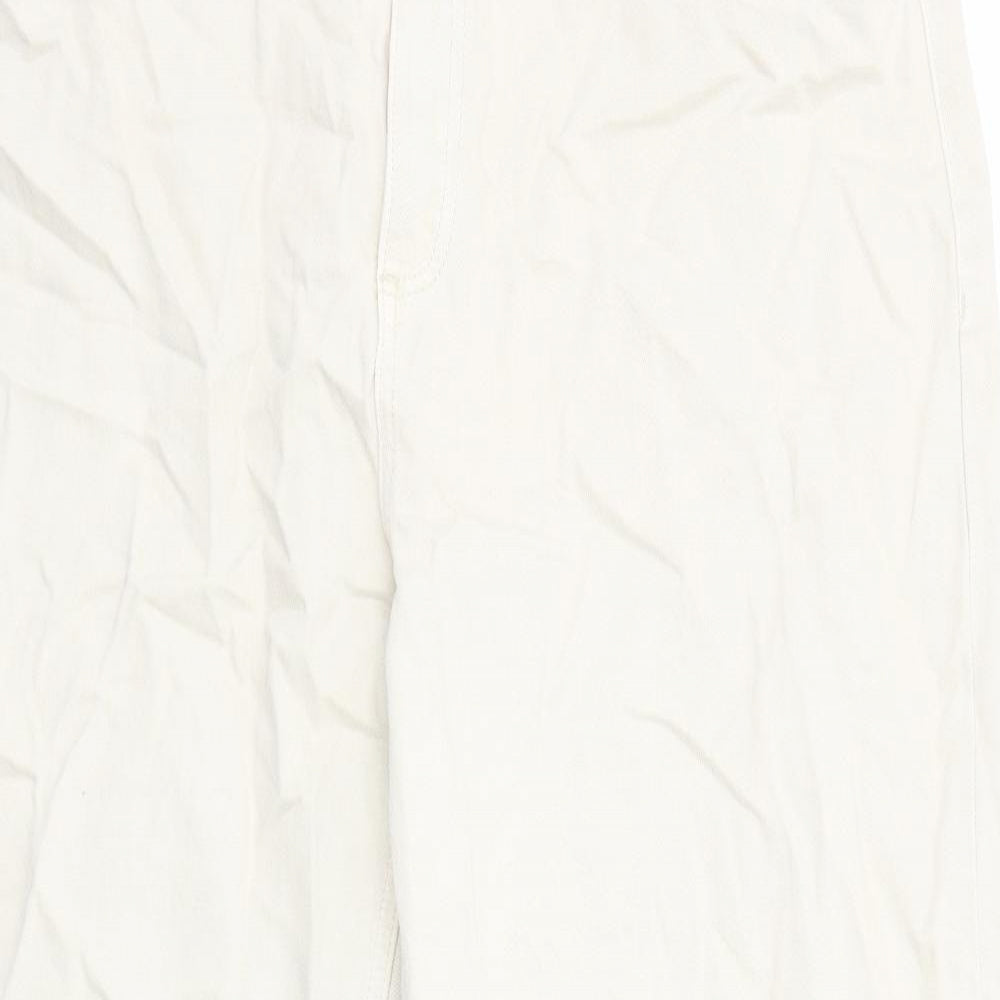 Marks and Spencer Womens Beige Cotton Wide-Leg Jeans Size 20 Regular Zip - Short Leg