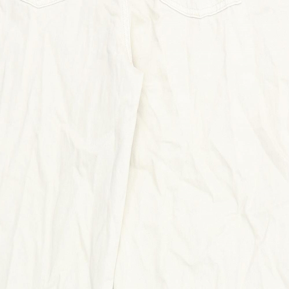 Marks and Spencer Womens Beige Cotton Wide-Leg Jeans Size 20 Regular Zip - Short Leg