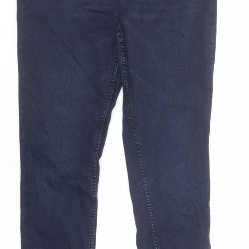 Marks and Spencer Womens Blue Cotton Skinny Jeans Size 12 Regular Zip - Long Leg