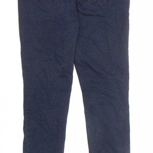 Marks and Spencer Womens Blue Cotton Skinny Jeans Size 12 Regular Zip - Long Leg