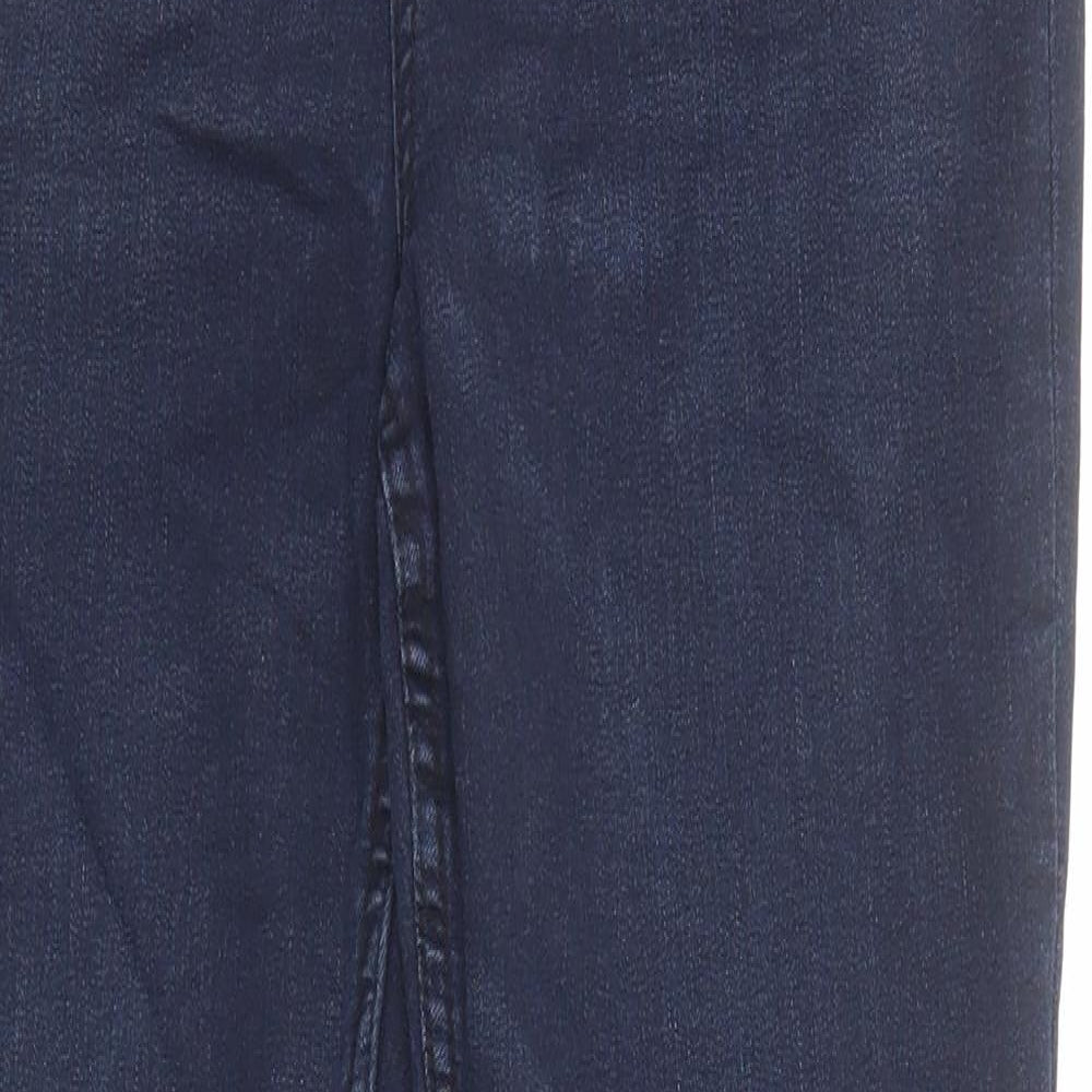 Marks and Spencer Womens Blue Cotton Skinny Jeans Size 12 Regular Zip - Long Leg