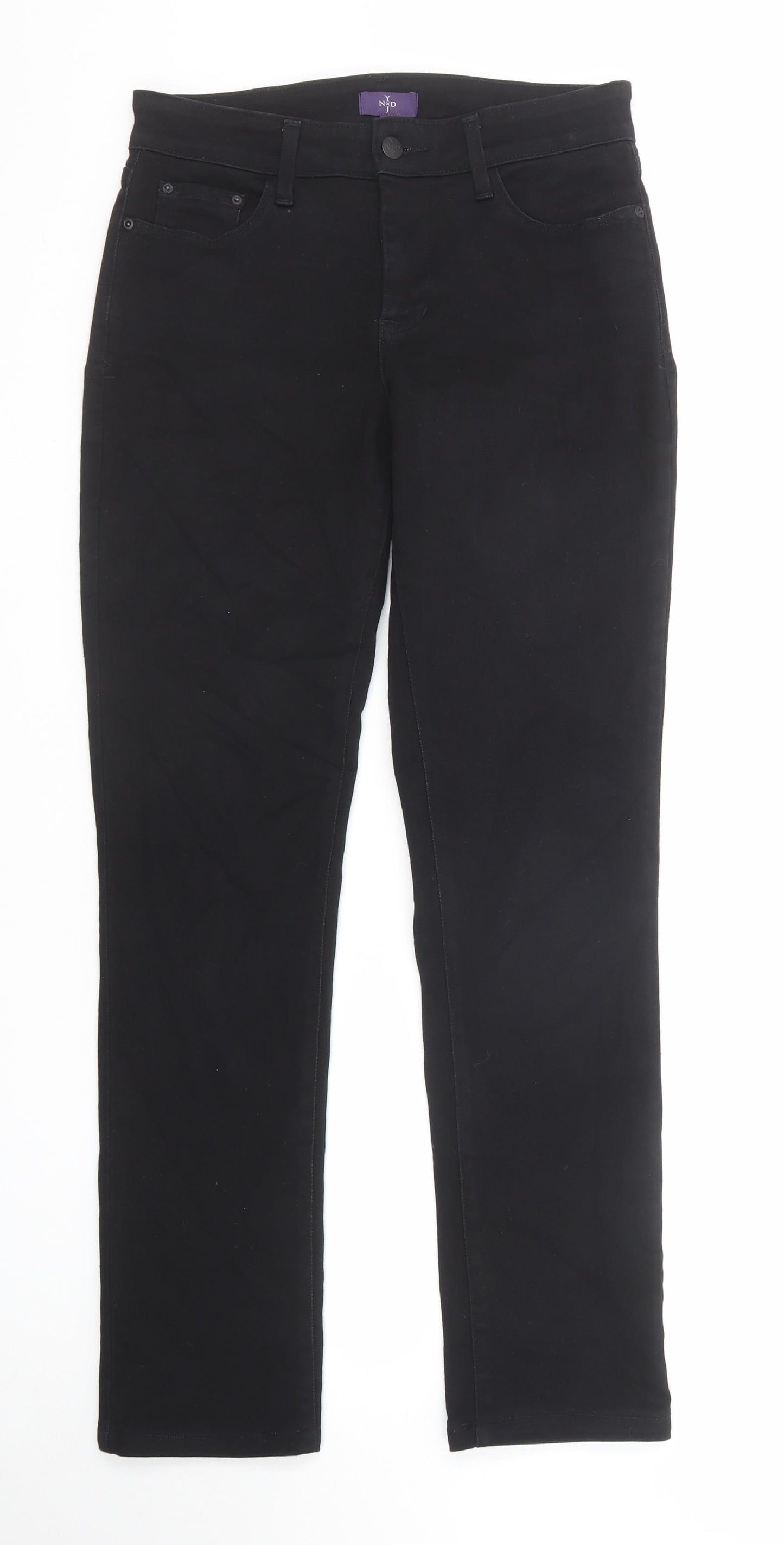 NYJD Womens Black Cotton Straight Jeans Size 6 Regular Zip