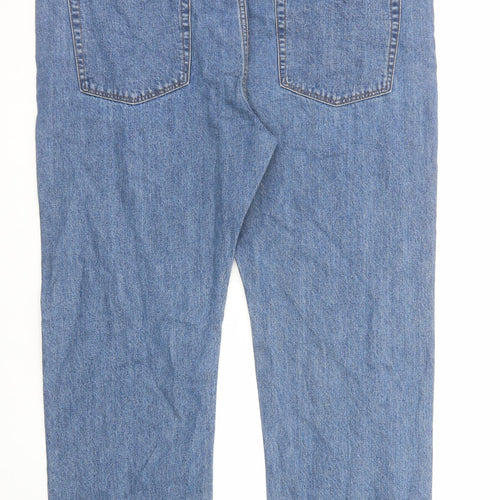 Marks and Spencer Mens Blue Cotton Straight Jeans Size 44 in L27 in Regular Zip - Short Leg