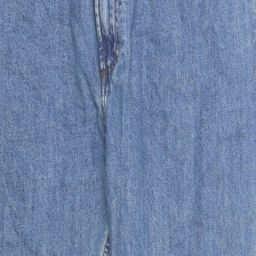 Marks and Spencer Mens Blue Cotton Straight Jeans Size 44 in L27 in Regular Zip - Short Leg