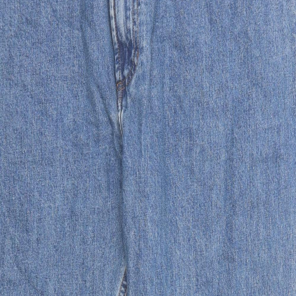Marks and Spencer Mens Blue Cotton Straight Jeans Size 44 in L27 in Regular Zip - Short Leg