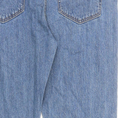 Marks and Spencer Mens Blue Cotton Straight Jeans Size 44 in L27 in Regular Zip - Short Leg