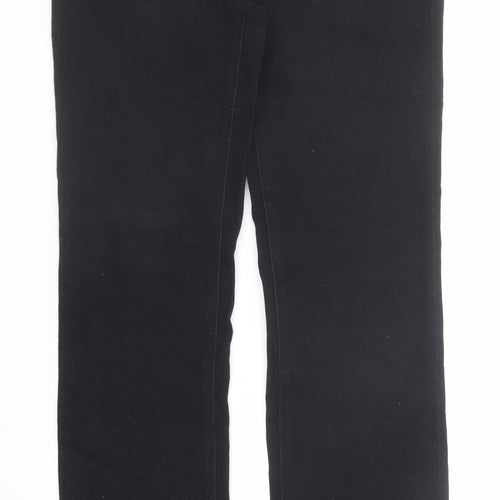 NEXT Womens Black Cotton Straight Jeans Size 10 Slim Zip - Long Leg