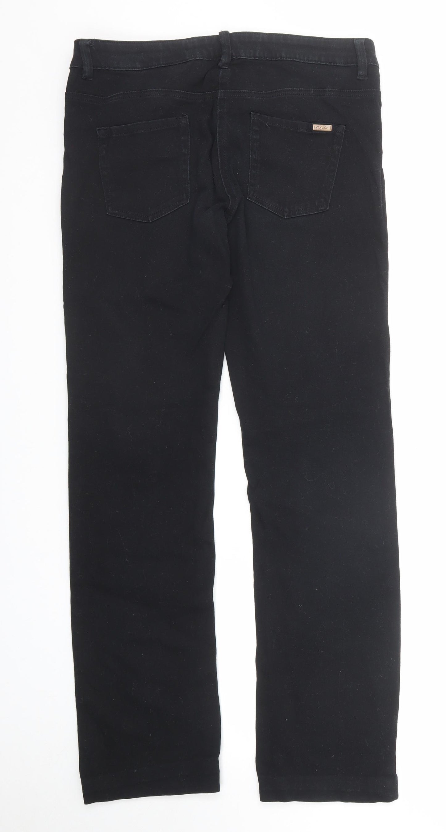 NEXT Womens Black Cotton Straight Jeans Size 10 Slim Zip - Long Leg