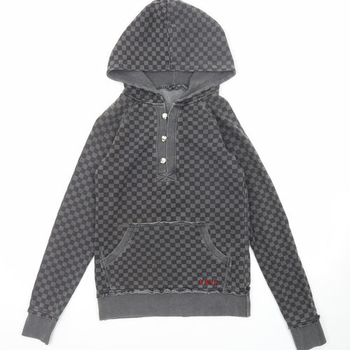 VANS Womens Grey Check Cotton Pullover Hoodie Size 8 Pullover