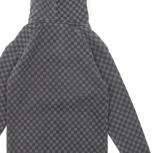 VANS Womens Grey Check Cotton Pullover Hoodie Size 8 Pullover