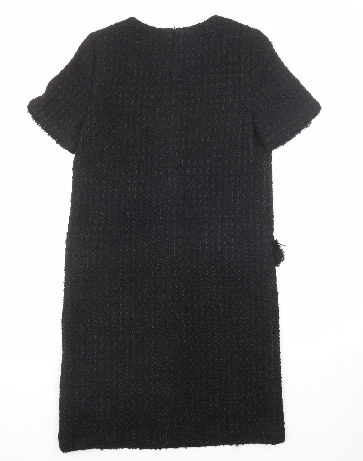 Marks and Spencer Womens Black Geometric Acrylic A-Line Size 6 Round Neck Zip