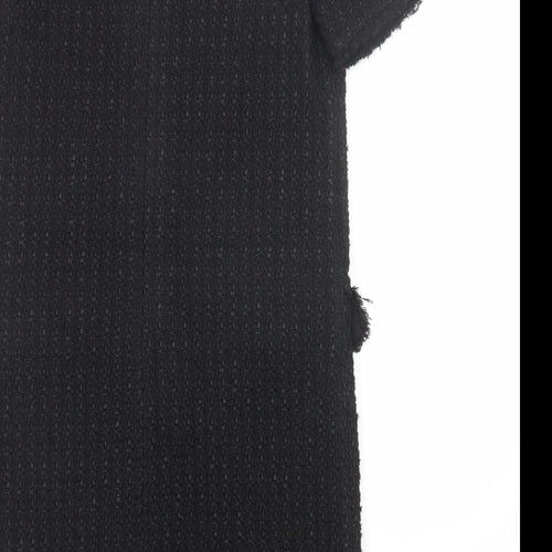 Marks and Spencer Womens Black Geometric Acrylic A-Line Size 6 Round Neck Zip