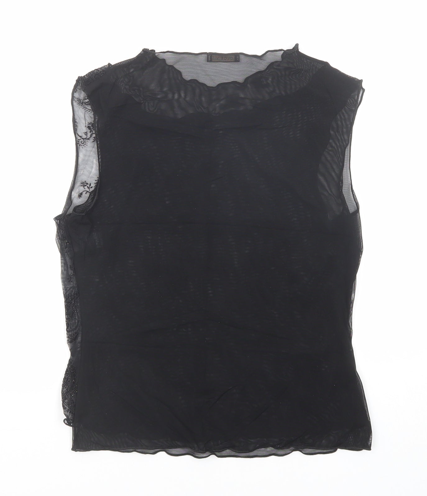 Marks and Spencer Womens Black Paisley Polyamide Basic Tank Size 12 Round Neck