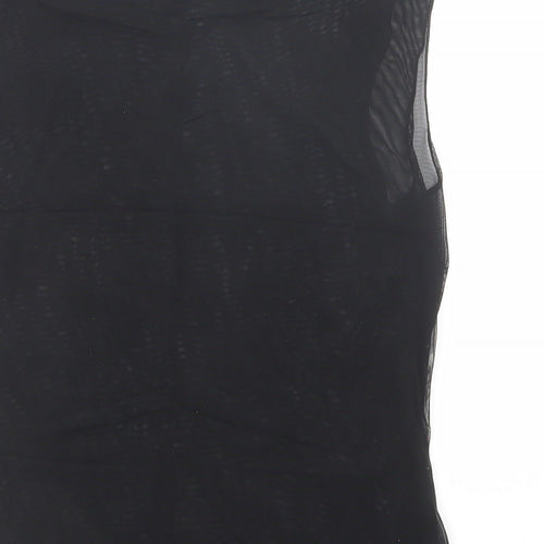 Marks and Spencer Womens Black Paisley Polyamide Basic Tank Size 12 Round Neck