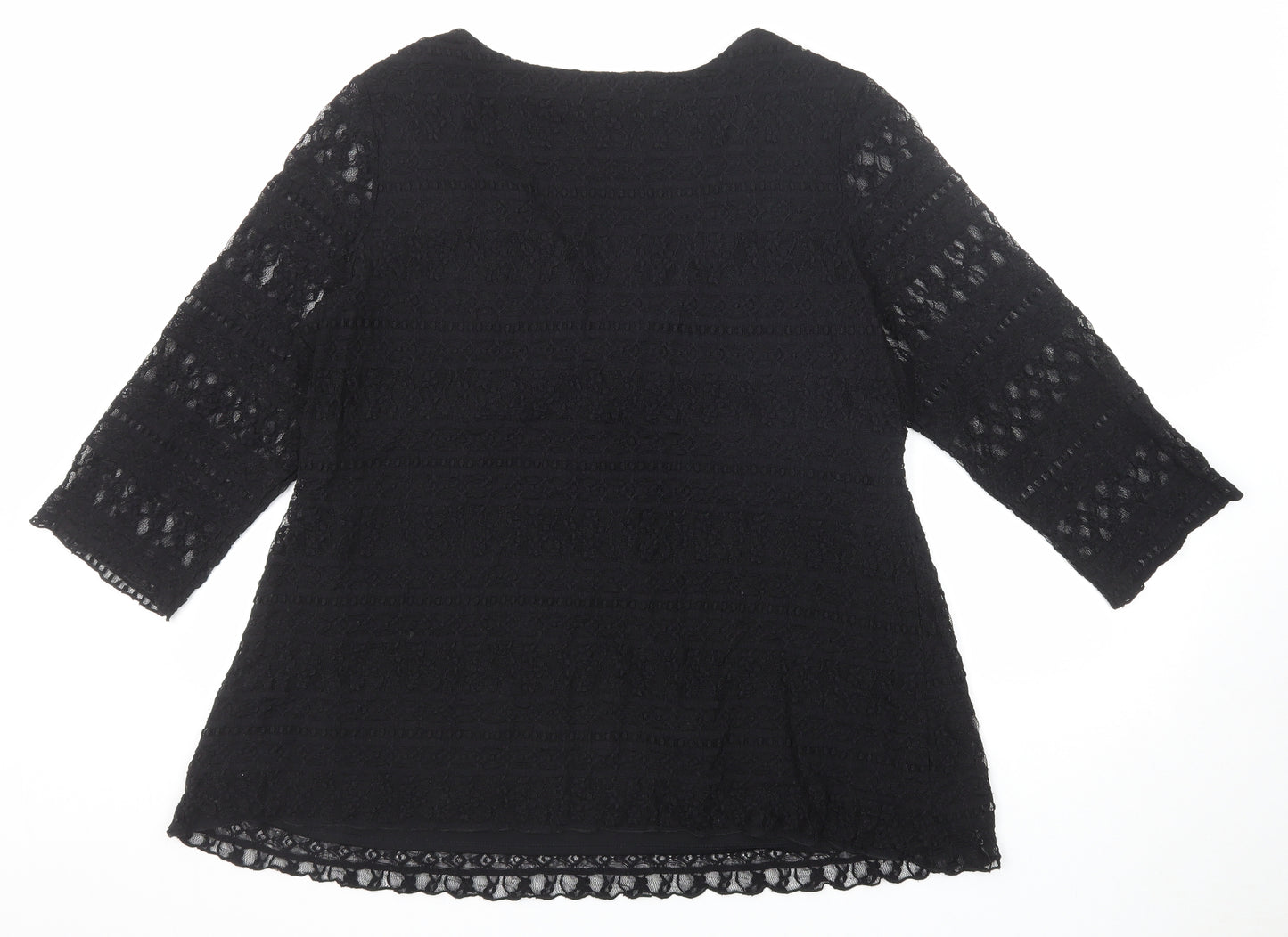 Marks and Spencer Womens Black Viscose Basic Blouse Size 24 V-Neck