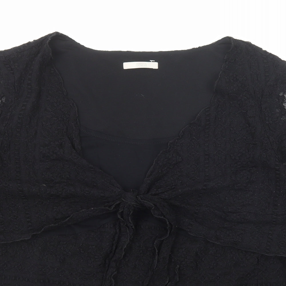 Marks and Spencer Womens Black Viscose Basic Blouse Size 24 V-Neck