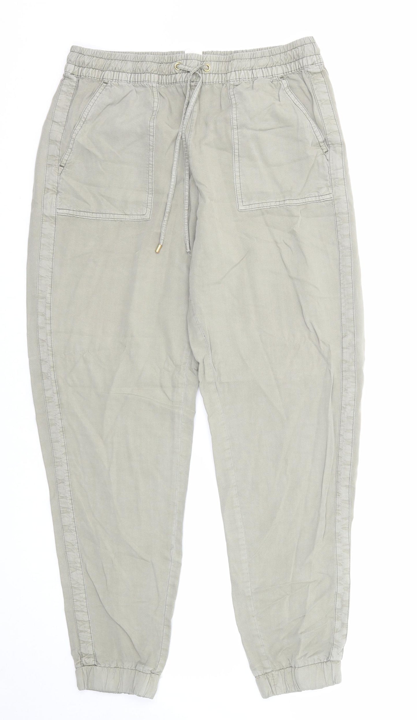 H&M Womens Green Viscose Sweatpants Trousers Size 10 Regular Drawstring