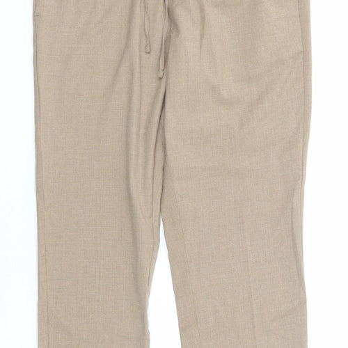 H&M Womens Beige Polyester Chino Trousers Size S Slim Drawstring
