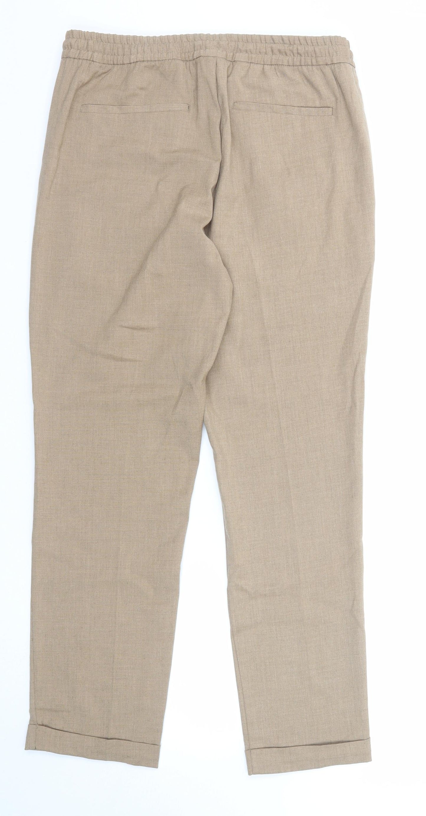H&M Womens Beige Polyester Chino Trousers Size S Slim Drawstring