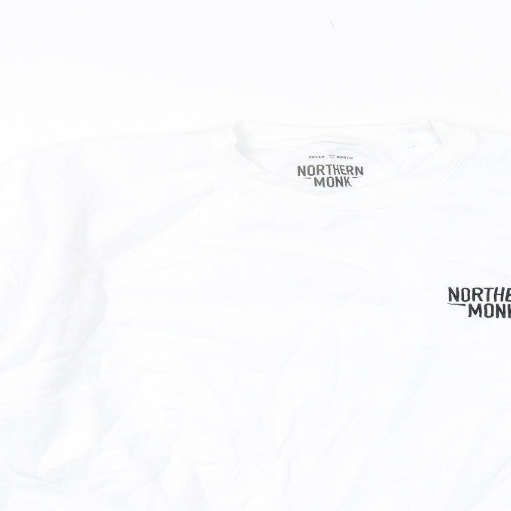 Northern Monk Mens White Cotton Pullover Sweatshirt Size L