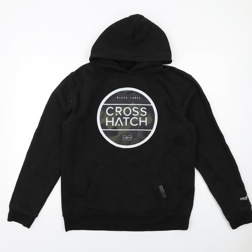 Crosshatch Mens Black Cotton Pullover Hoodie Size L