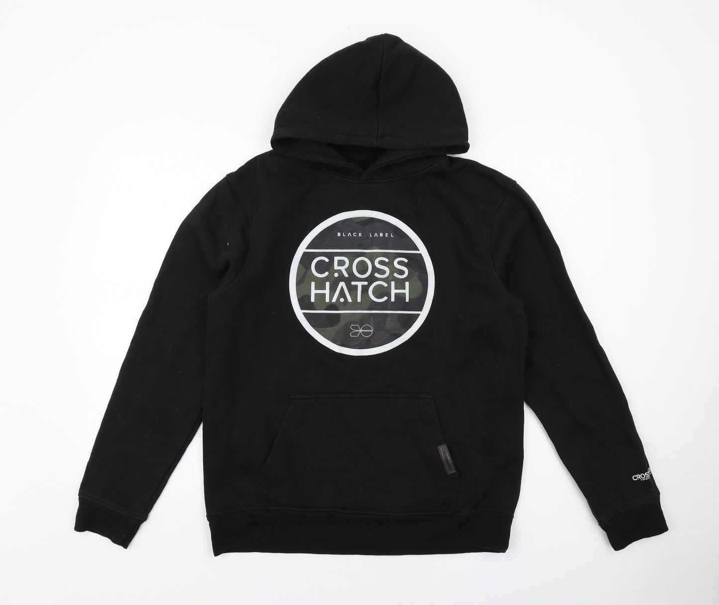 Crosshatch Mens Black Cotton Pullover Hoodie Size L