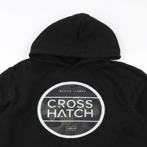 Crosshatch Mens Black Cotton Pullover Hoodie Size L