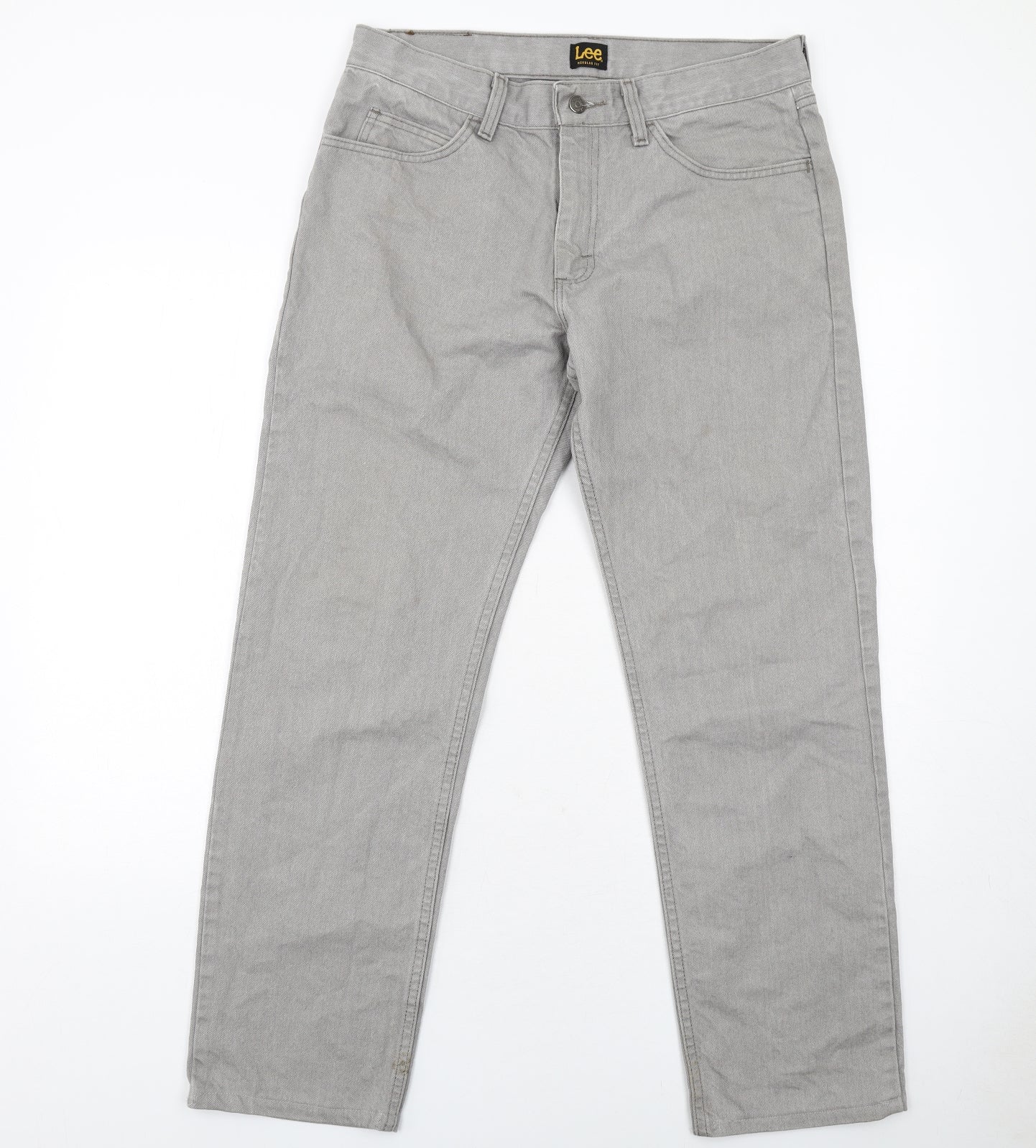 Lee Cooper Mens Grey Cotton Straight Jeans Size 33 in L32 in Regular Zip
