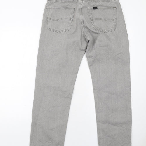 Lee Cooper Mens Grey Cotton Straight Jeans Size 33 in L32 in Regular Zip