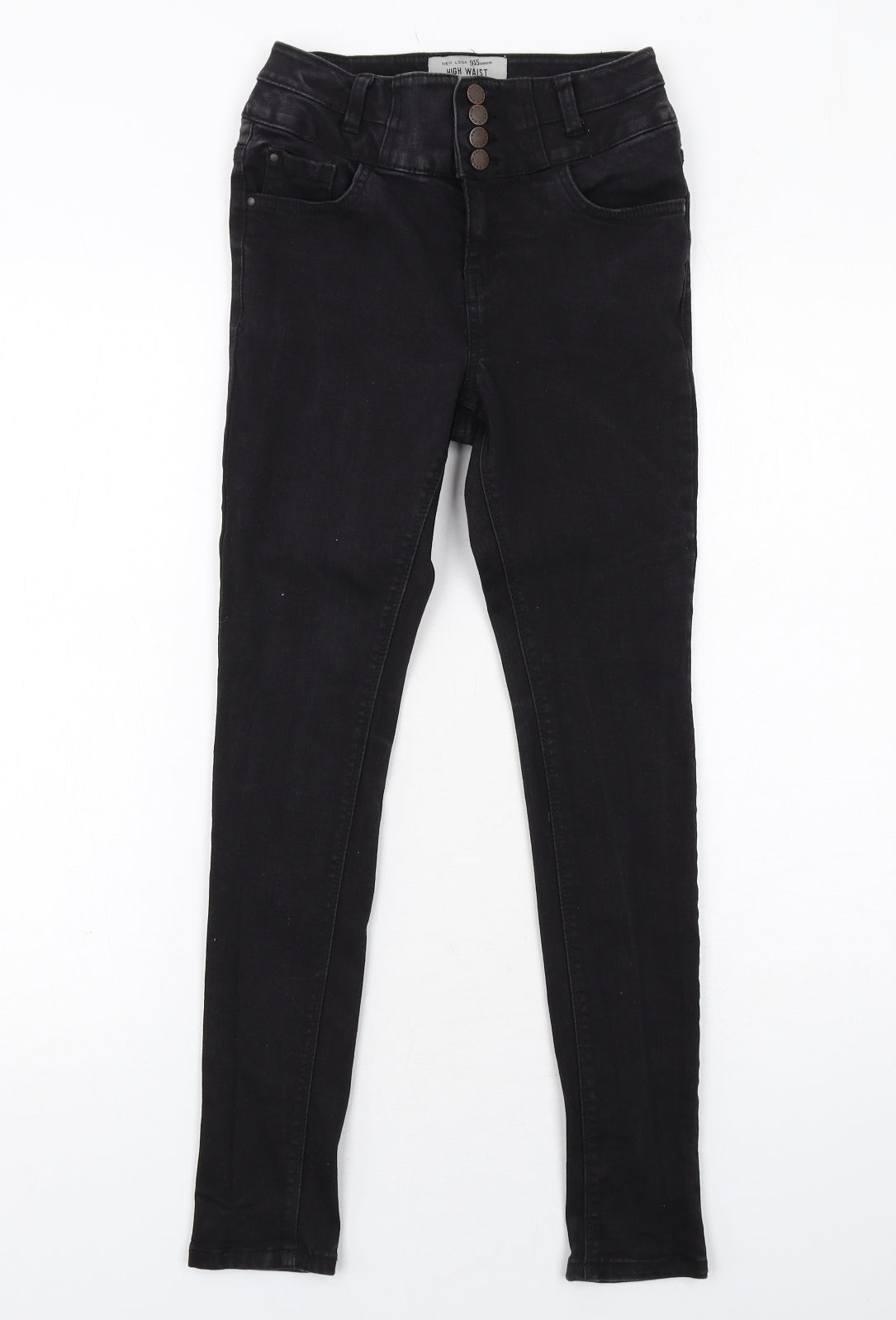 New Look Girls Black Cotton Skinny Jeans Size 12 Years Regular Zip