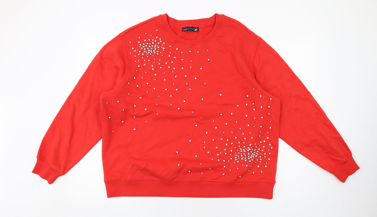 Marks and Spencer Womens Red Cotton Pullover Sweatshirt Size L Pullover