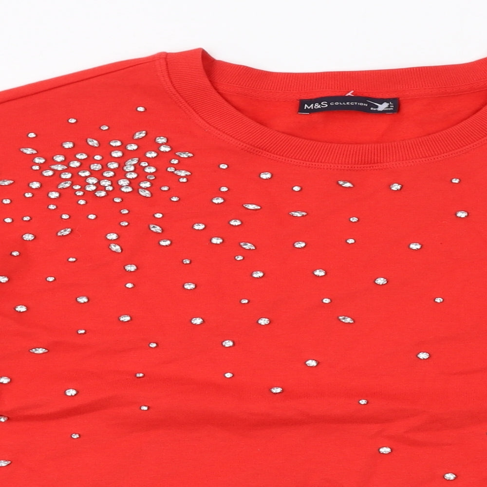 Marks and Spencer Womens Red Cotton Pullover Sweatshirt Size L Pullover