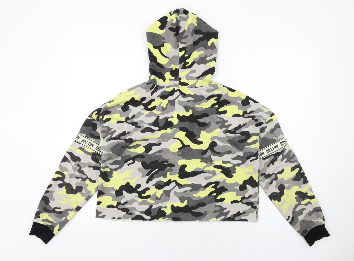 New Look Girls Grey Camouflage Cotton Pullover Hoodie Size 12-13 Years Pullover - Boston